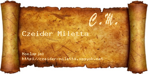 Czeider Miletta névjegykártya